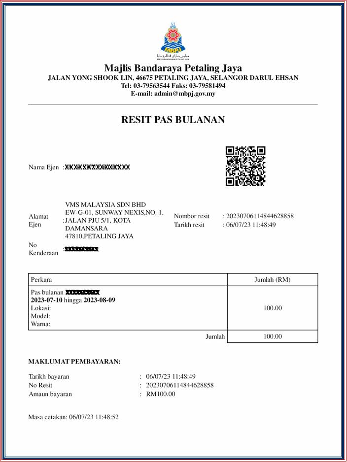 MBPJ Monthly e-Parking Pass